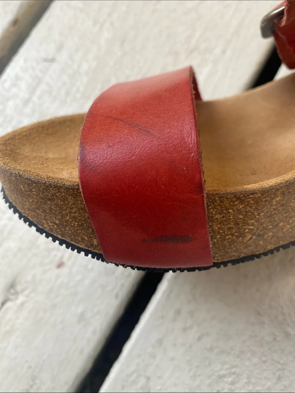 Lola Sabbia Red Leather Wedge Sandals Comfort Slide Buckle Shoes Womens 37/US7